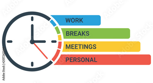 Bild auf Leinwand Time management concept with a clock divided into work and life balance