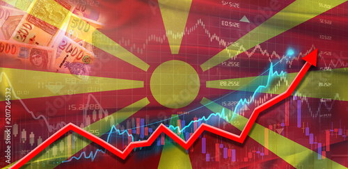 Cuadro en lienzo North Macedonia financial growth on market graph