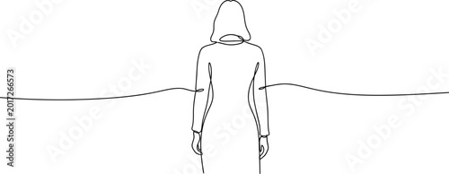 Foto Minimalist line art of a woman from behind with abstract lines, symbolizing conn