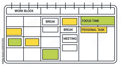 Photos A visual work block planner with scheduled focus time breaks and tasks