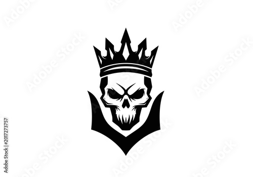 Angry king skull with crown mascot logo design