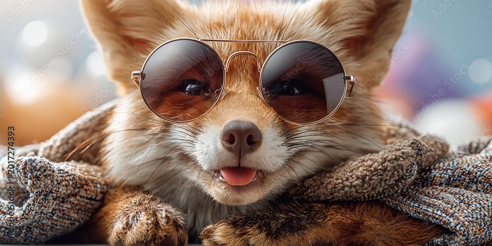 Fototapeta premium Cool fox portrait radiates warmth and personality