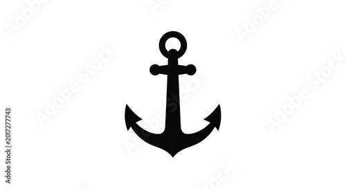 Black anchor silhouette on white background nautical symbol for maritime themes and designs
