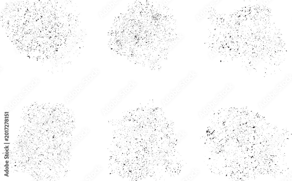 Obraz premium Grainy abstract forms set. Spray effect. Concrete wall textures for template presentation, banner . Distressed isolated shapes .Grunge textured . Distress vector shapes with specks .Print texture