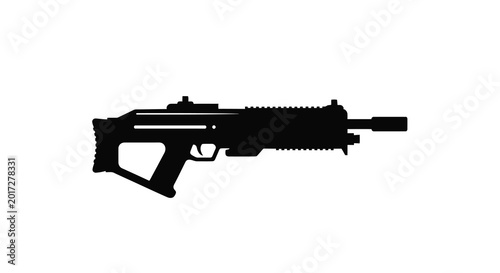 Photos Assault rifle silhouette on white background modern firearm weapon illustration