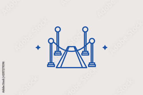 Foto Stanchion rope barrier line icon for red carpet security and VIP crowd control