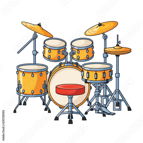 Foto Drum Kit, Musical Instrument, Percussion Set with Cymbals and Stool