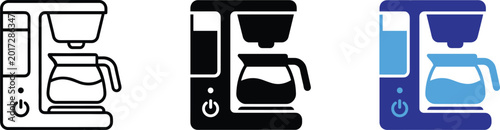 Fotografie Professional automatic coffee maker machine vector icon set for kitchen applianc
