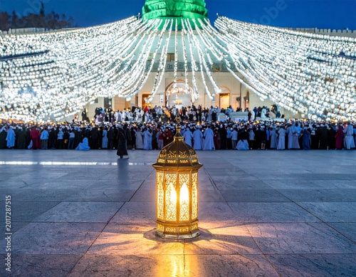 Traditional Islamic Mawlid Celebration with Lanterns and Spiritual Atmosphere