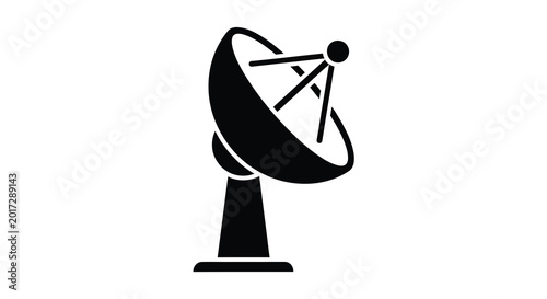 Foto Satellite dish silhouette communication technology icon for broadcasting and dat