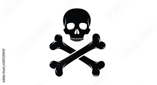 Schilderij op canvas Skull and crossbones silhouette pirate symbol warning sign and danger icon