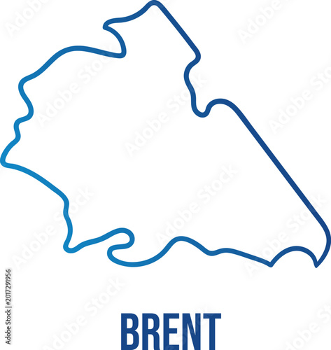 Schilderij op canvas Minimal map of Brent borough, London, UK