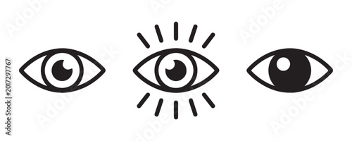 Принти на полотні Simple black eye outline icons illustrating sight and observation for educational and technical illustrations
