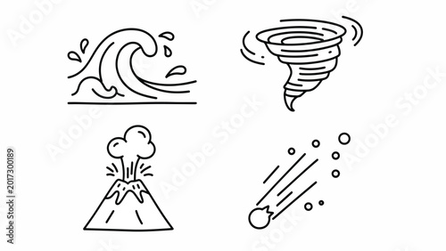 Weather and geological disaster icons.