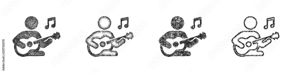 Naklejka premium Sketch music therapy icon design set