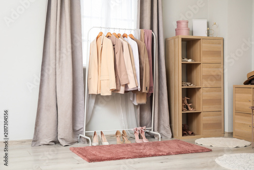 Photos Stylish interior of dressing room at home