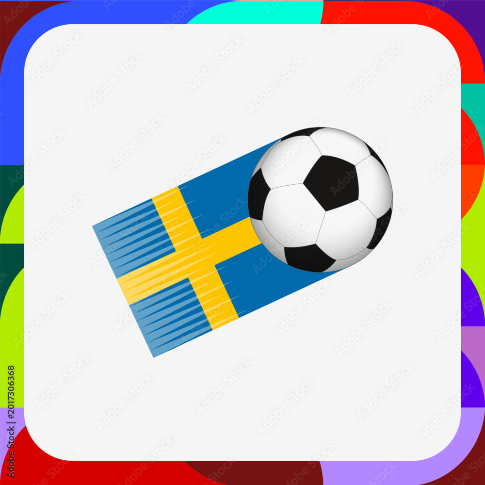 Fototapeta premium Sweden Soccer Motion Graphic, Football with Sweden Flag Speed Trail.