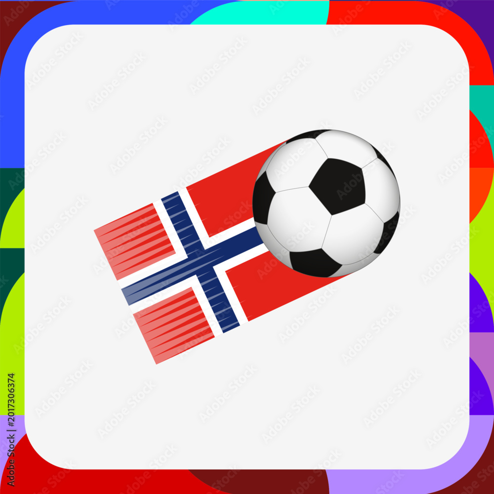 Obraz premium Norway Soccer Motion Graphic, Football with Norway Flag Speed Trail.