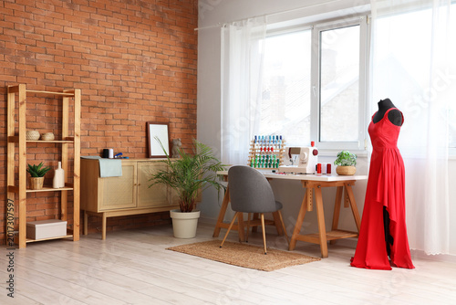 Interior of atelier with ta...