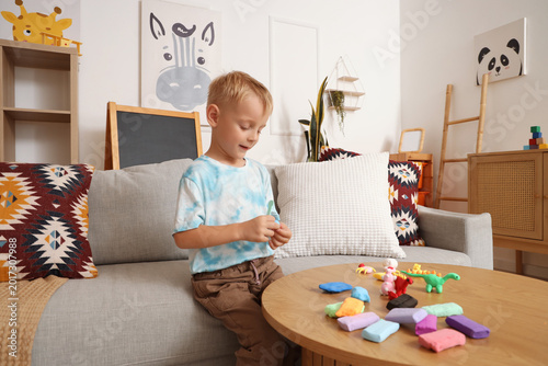 Cute little boy on sofa scu...
