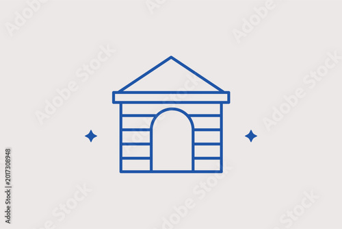 Schilderij op canvas Wooden dog house line icon for outdoor pet shelter and canine housing