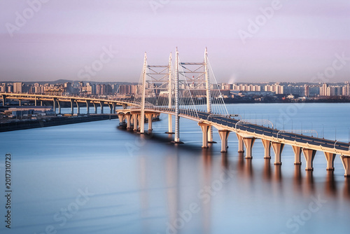Photos Western High Speed Diameter bridge spanning Neva Bay, Saint Petersburg