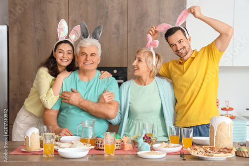 Happy family with bunny ear...