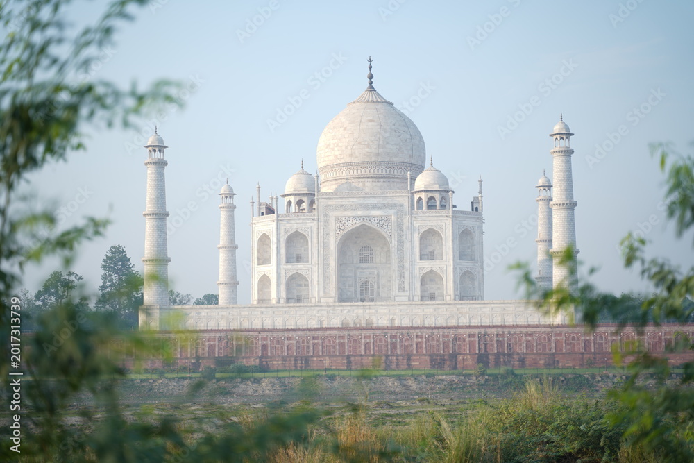 Fototapeta premium Taj Mahal, Standing majestically on the banks of River Yamuna