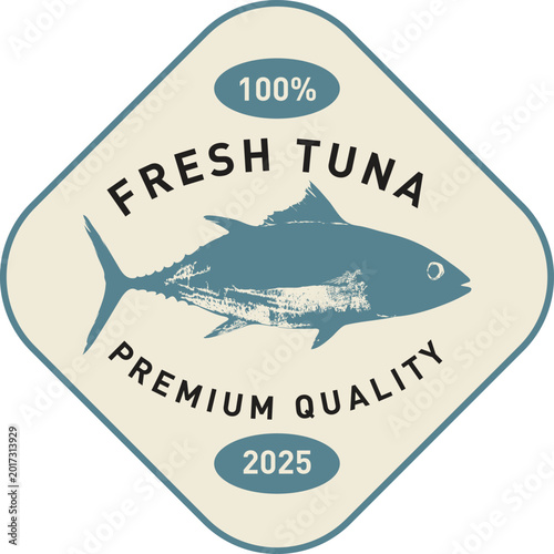 Photography Vector banner with tuna on theme of marine animals and ocean life