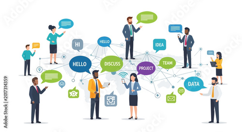 Valokuva Business people communicating with each other.
