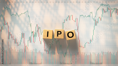 IPO Initial Public Offering on Financial Stock Market Chart 3D render