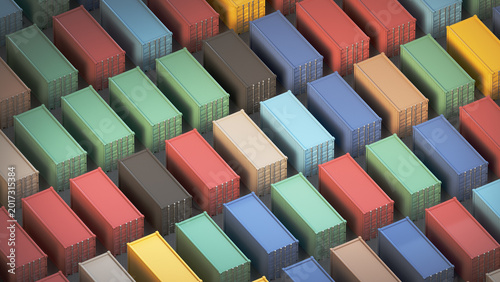 Colorful Shipping Containers in Isometric View 3D rendering