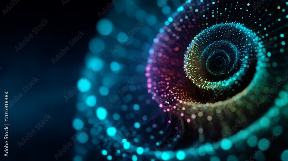 Fototapeta premium Cosmic Spiral of Light: Mesmerizing Nebula-Like Formation with Glowing Particles