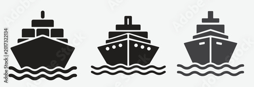 Obraz na płótnie Modern Ship Silhouette Vector Icon set