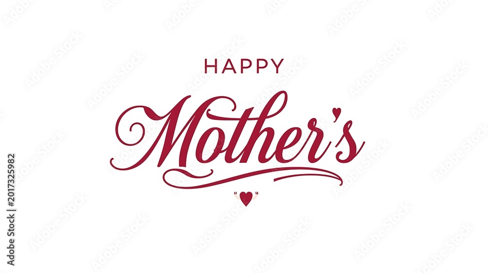 Fototapeta premium Elegant Happy Mother's Day typographic greeting card design with heart element