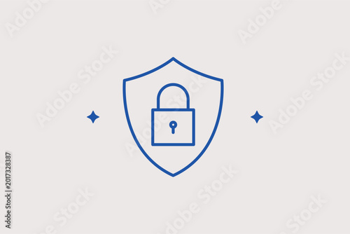 Fotografija Data protection shield line icon with a central padlock