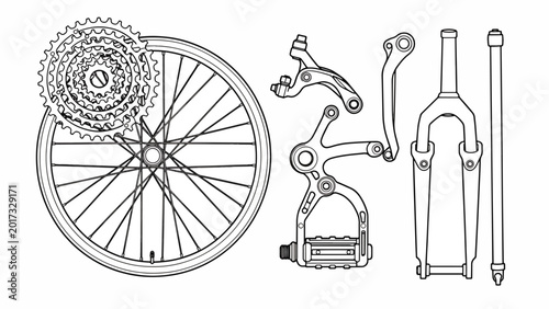 Bicycle parts and accessories closeup.