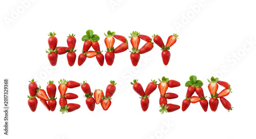 Happy new year colorful text celebration design isolated on transparent background