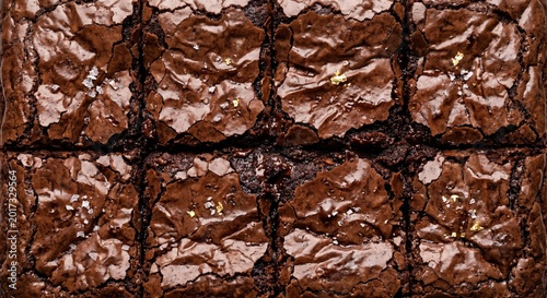 Foto Rich dark chocolate brownies baked to perfection with a crackled sprinkled with