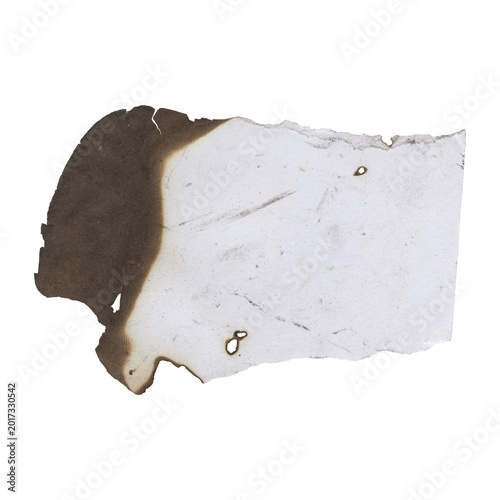 Bild auf Leinwand Fragment of aged paper showing burn marks isolated on transparent background
