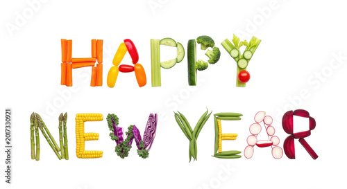 Happy new year colorful lettering celebration design isolated on transparent background