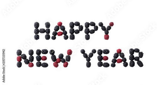 Happy new year colorful text celebration design isolated on transparent background