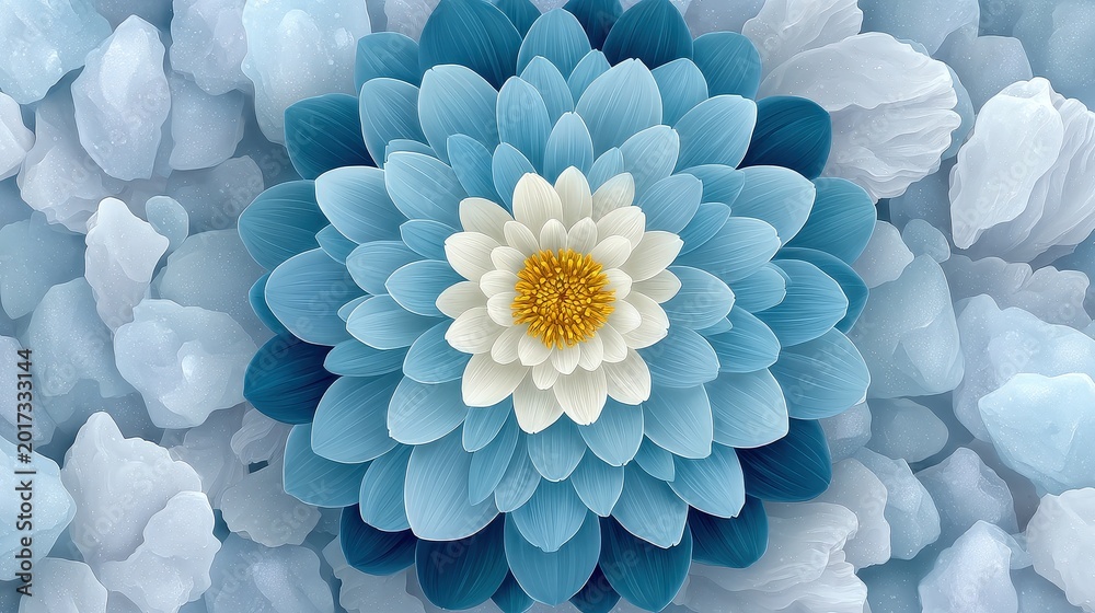 Obraz premium Blue Flower Petals on Soft Background of Light Blue Textures