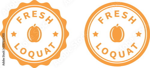 Konstfotografi Fresh Loquat Badge Vector Set in Orange for Organic Fruit Labels and Packaging D
