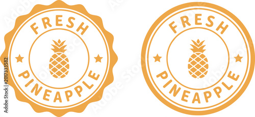 Fresh Pineapple Badge Vector Icons – Orange Fruit Label Design for Packaging and Branding