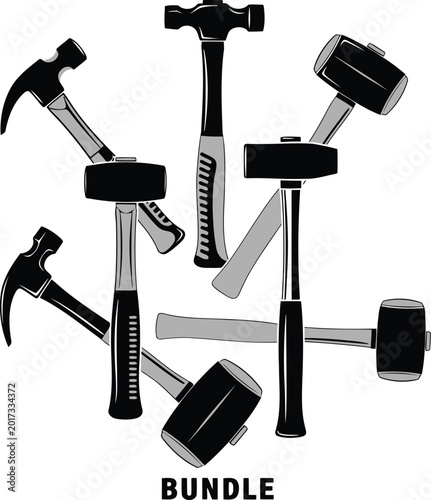 Foto Black and white hammer bundle Vector