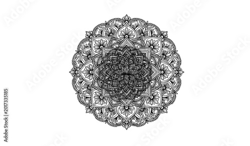 Photos Bohemian monochrome mandala art decoration with symmetric ornamental design vect
