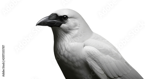 Black and white bird perched on a branch isolated on transparent background
