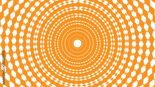 Quadro su tela Orange and white concentric diamond pattern zoom effect background with op art