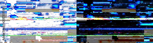 Cuadro en lienzo Blue digital screen corruption glitch effect isolated on transparent background